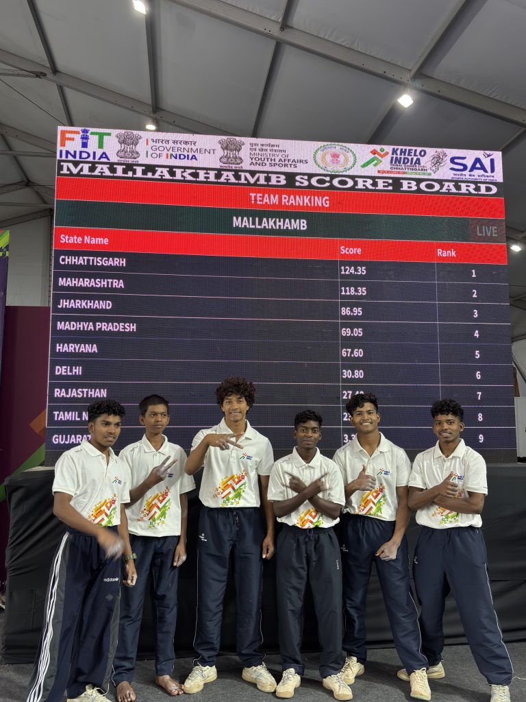 खेलो इंडिया ट्राईबल गेम्स 2026 : मल्लखंभ प्रतियोगिता के प्रथम दिन छत्तीसगढ़ की पुरूष टीम 124.35 अंक के साथ रही विजेता