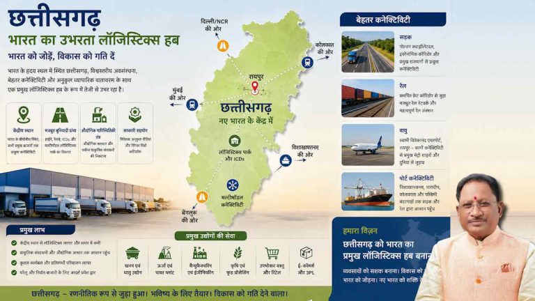 औद्योगिक विकास की बुलंदी पर छत्तीसगढ़: ‘लीड्स 2025’ रिपोर्ट में मिला ‘हाई परफॉर्मर’ का दर्जा, देश का नया लॉजिस्टिक्स हब बना राज्य