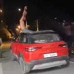 कार की छत पर हुड़दंग, वायरल वीडियो के बाद पुलिस ने किया चालान