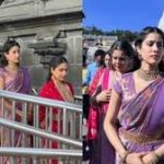 ‘पेद्दी’ की रिलीज से पहले तिरुमला मंदिर पहुंचीं जाह्नवी कपूर, नंगे पैर किए दर्शन