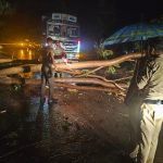 पेड़ गिरने से मेन रोड हुआ जाम, पुलिस ने तत्परता दिखाकर तुरंत हटाया पेड़